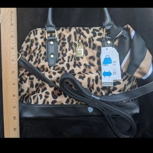 Black Cheetah Print Small Satchel Handbag